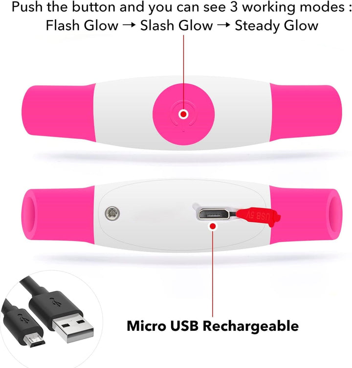 Halsbånd til hunde med LED-lys, blåt, genopladeligt via USB, for sikre natlige gåture, justerbart og vejrbestandigt.