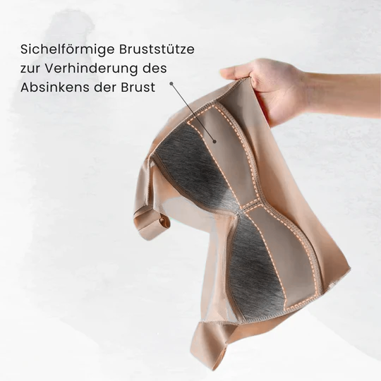 Bøjlefri komfort-bh i beige, ergonomisk og sømløs, med polstrede stropper, ideel for bedre støtte og kropsholdning.