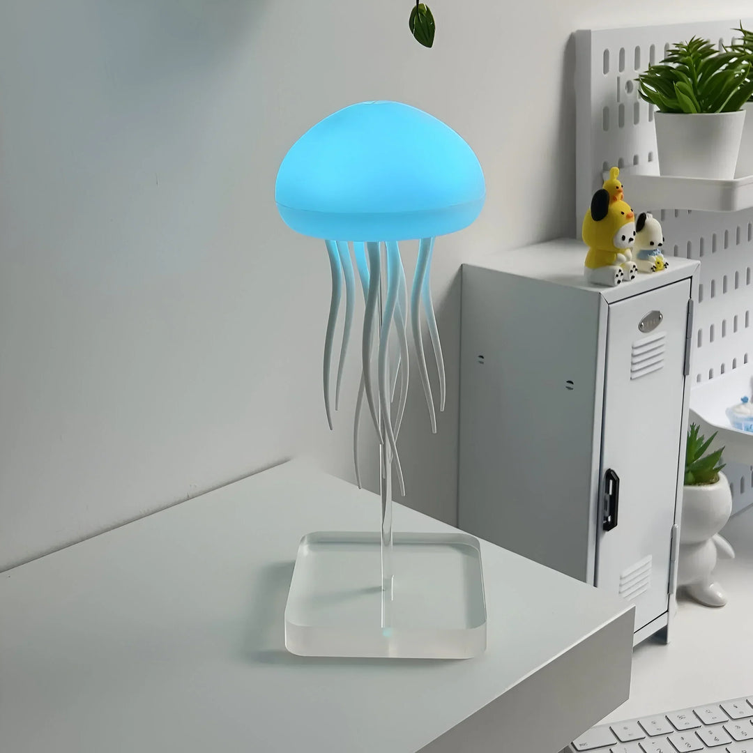 Farverig LED vandmandslampe med naturtro bevægelser, alsidige farver, ideel til dekoration og stressreduktion i stuen.