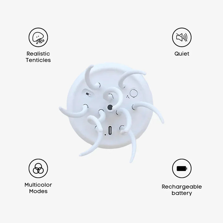 Farverig LED vandmandslampe med naturtro bevægelser, alsidige farver, ideel til dekoration og stressreduktion i stuen.