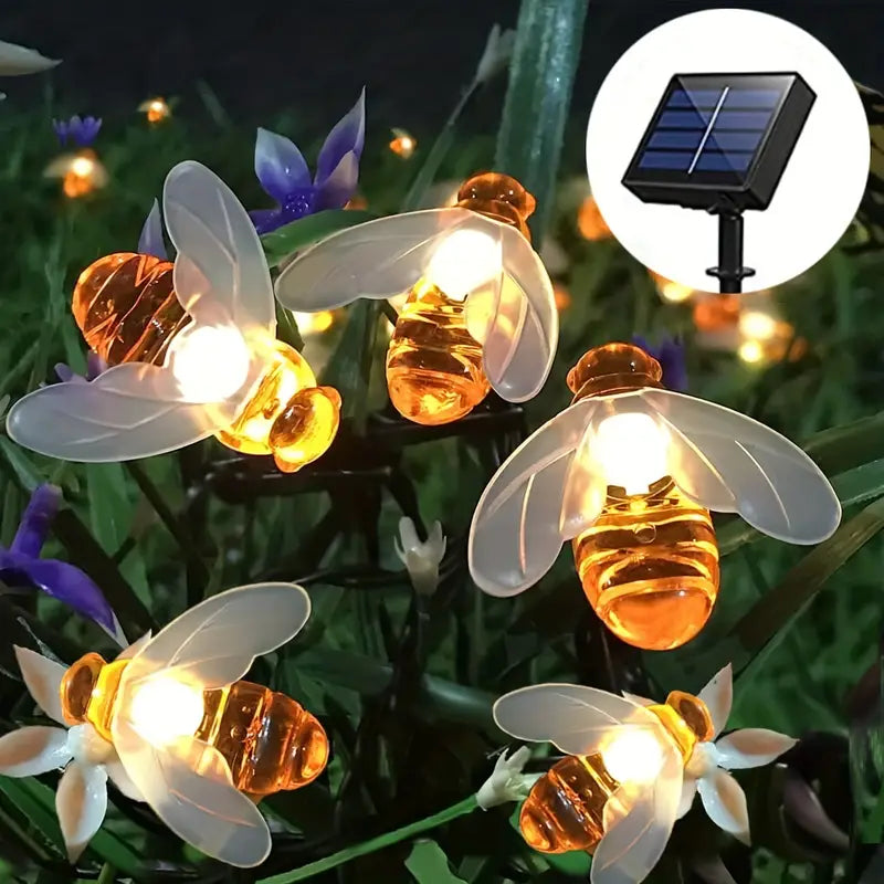 Farverig solar blomsterlyskæde i haven om natten, vejrbestandig, miljøvenlig, blomsterform, stemningsfuld belysning