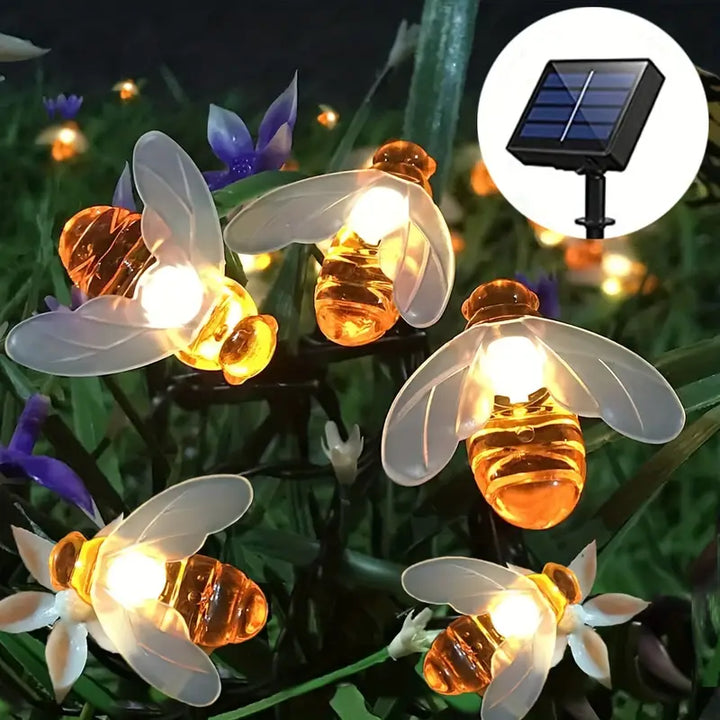 Farverig solar blomsterlyskæde i haven om natten, vejrbestandig, miljøvenlig, blomsterform, stemningsfuld belysning