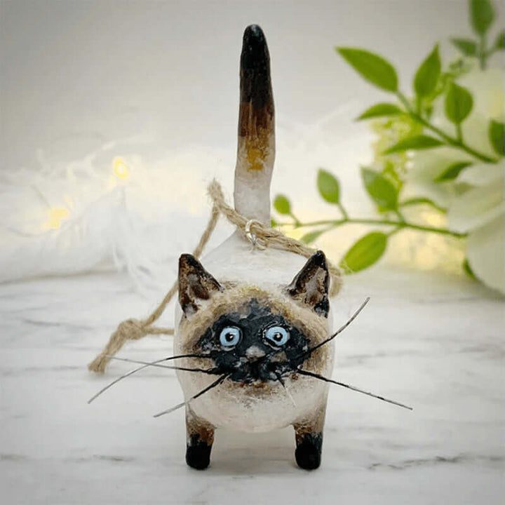Håndlavet juletræsornament med kat
