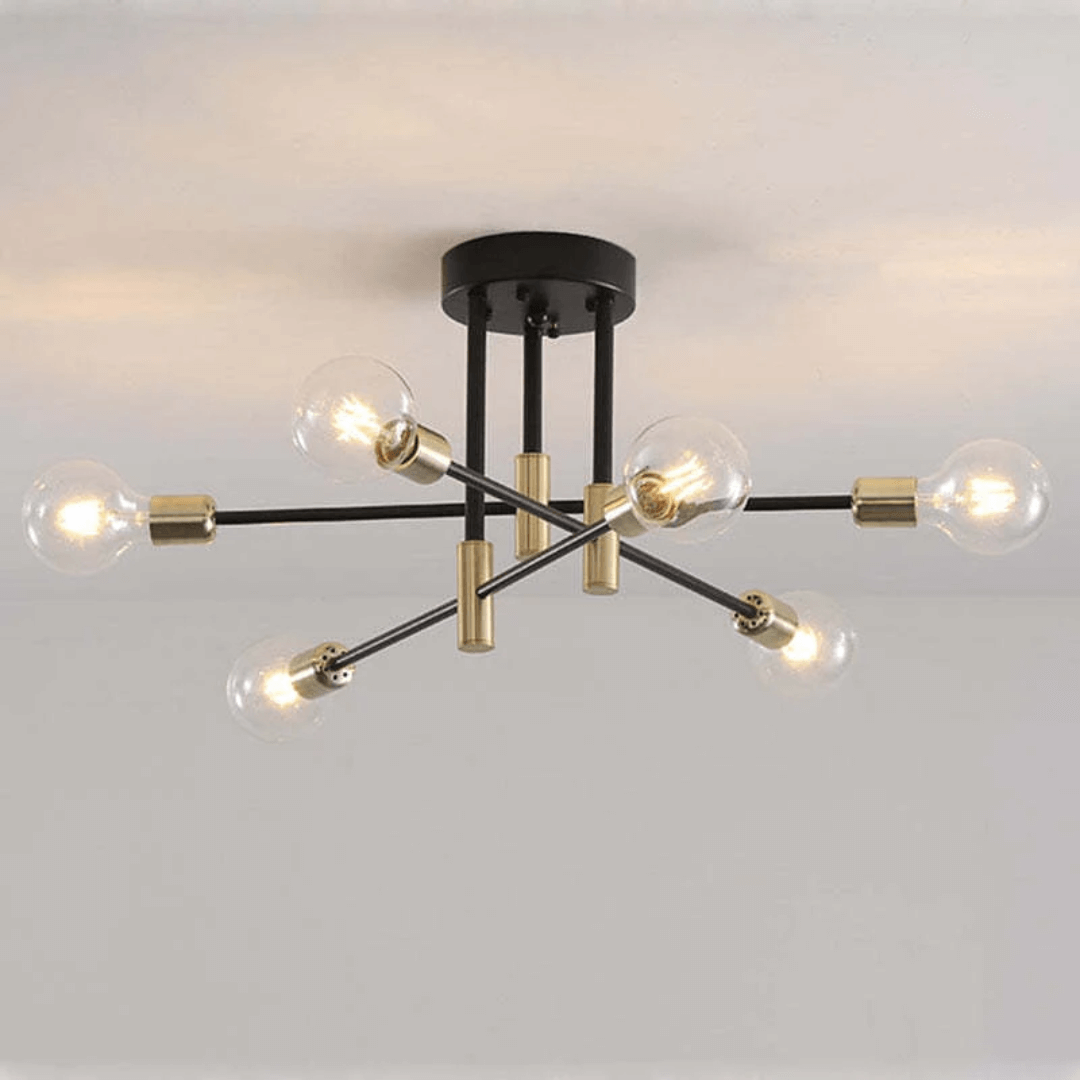 Elegant LED Loft Plafondlampe i Sort-Guld