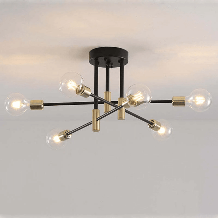 Elegant LED Loft Plafondlampe i Sort-Guld