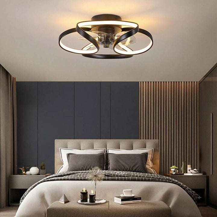 Moderne LED Loftsventilator med Blomsterdesign