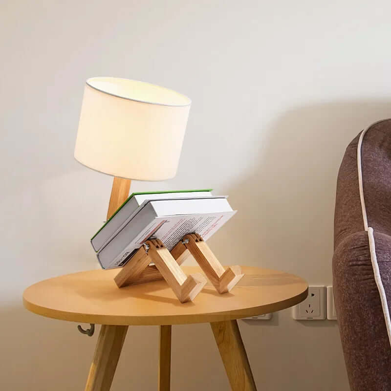 Træbordlampe med Bogholder - Fleksibel & Moderne