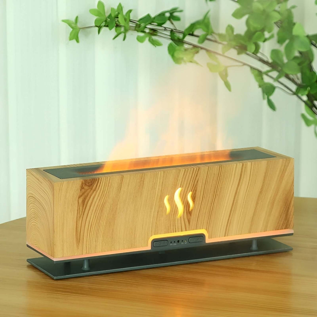 3-i-1 Aroma Diffuser Luftfugter med Flammerlys