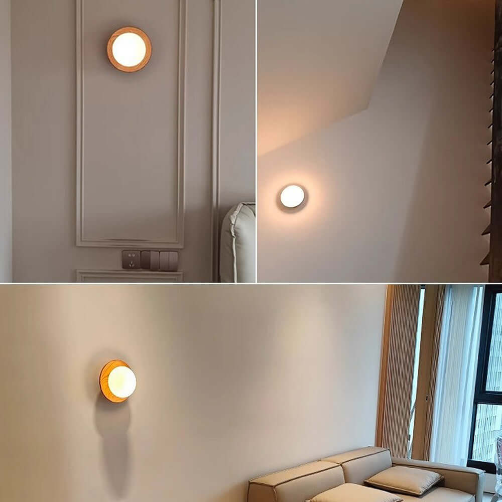 Minimalistisk Væglampe Hvid Naturtræ