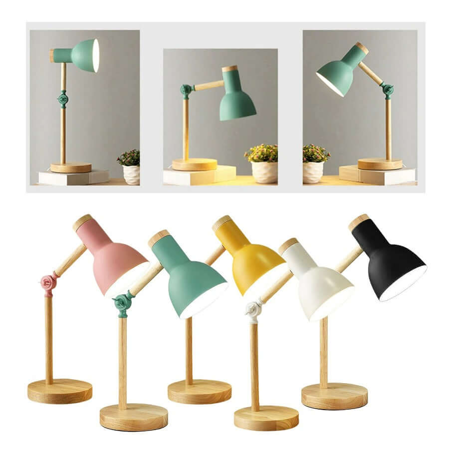 Justerbar Bordlampe i Træ - Skandinavisk Design