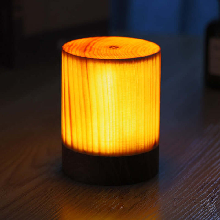 LED Bordlampe i Trælook med Batteri og Touch