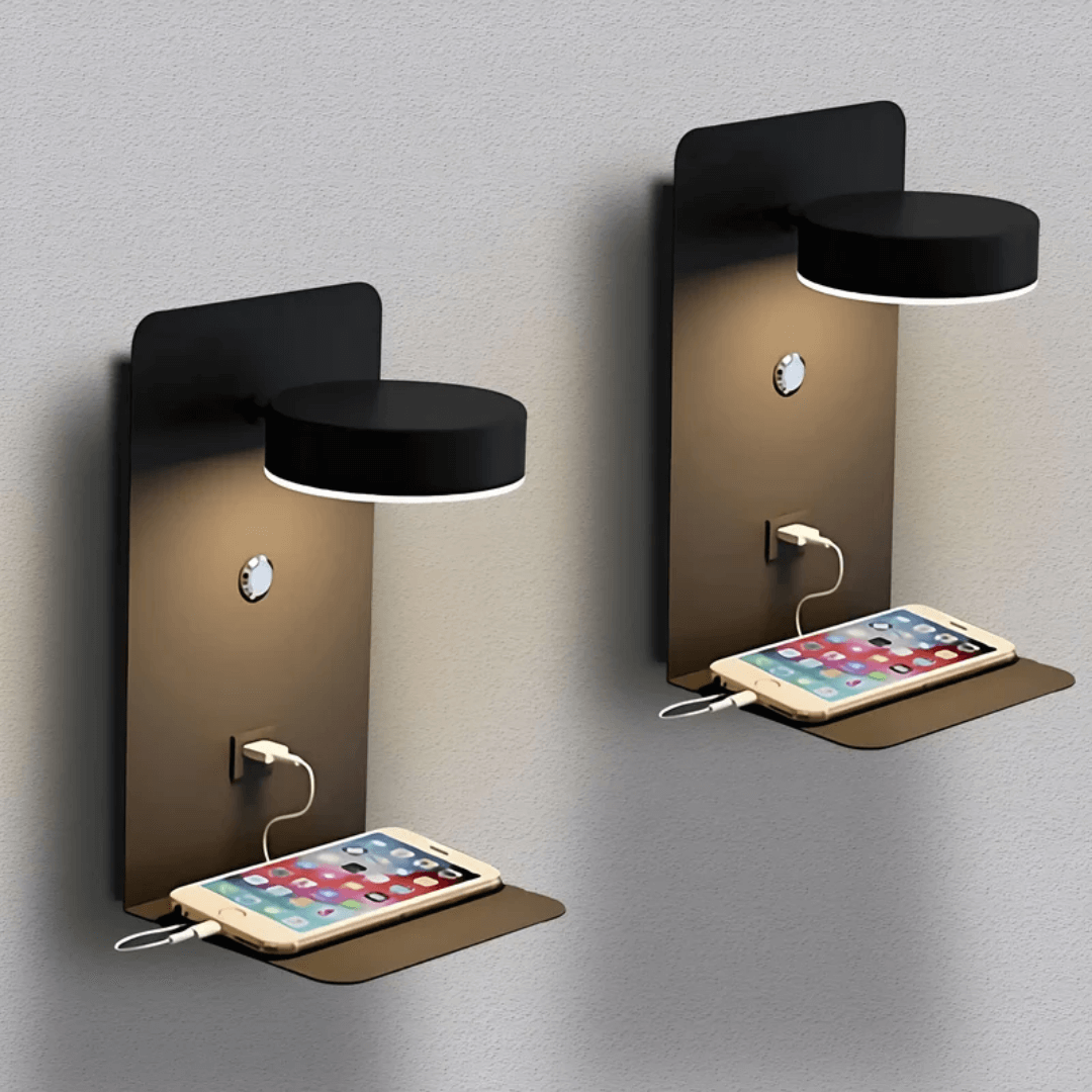 Moderne LED-væglampe med USB-opladningsport