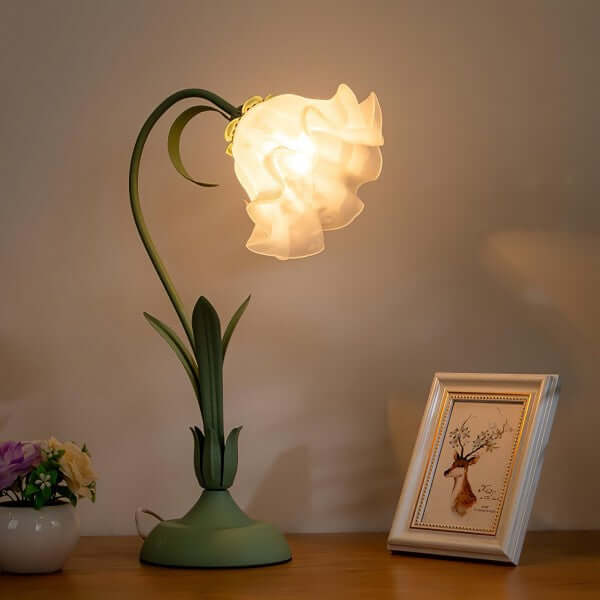 Justerbar Vintage Blomster Bordlampe