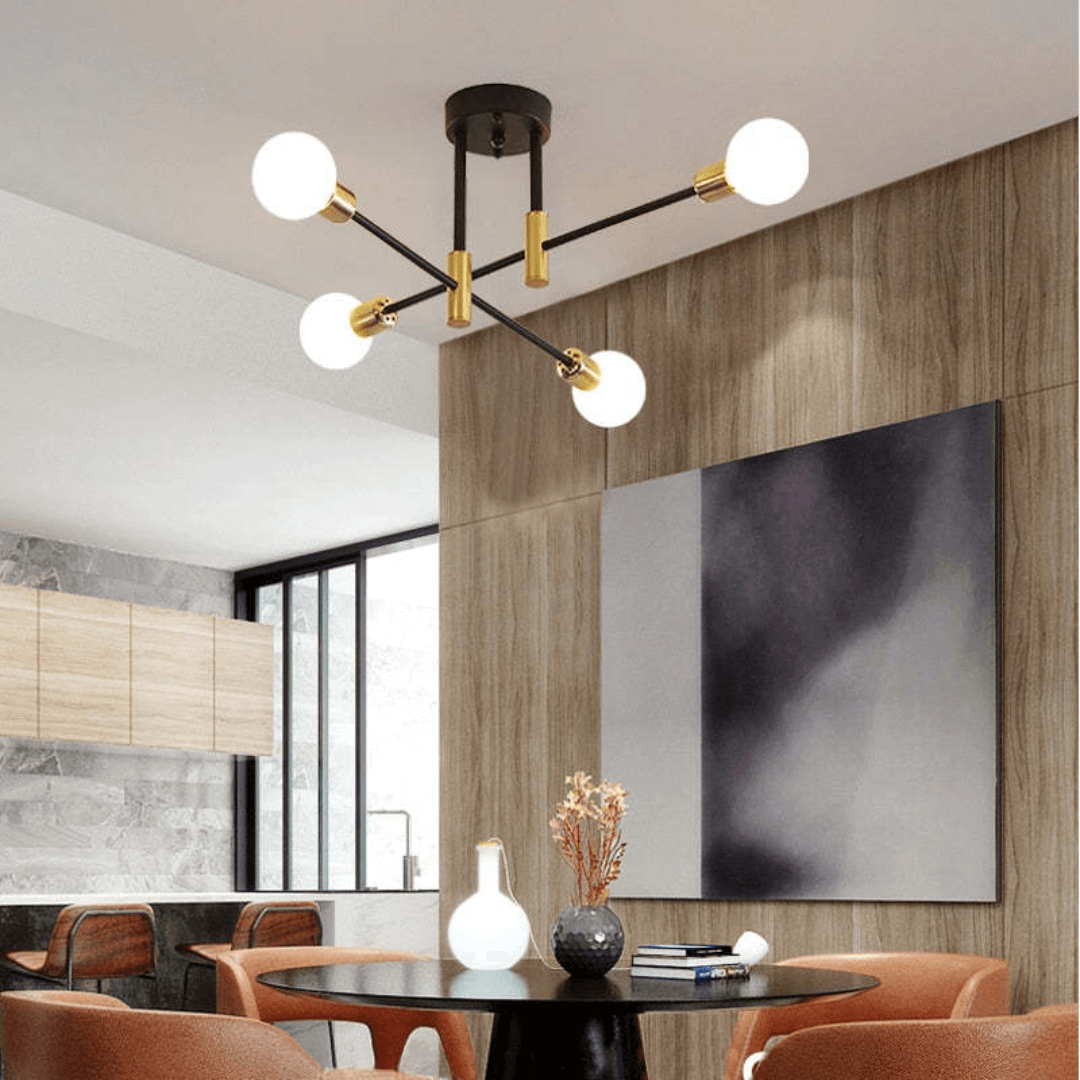Elegant LED Loft Plafondlampe i Sort-Guld