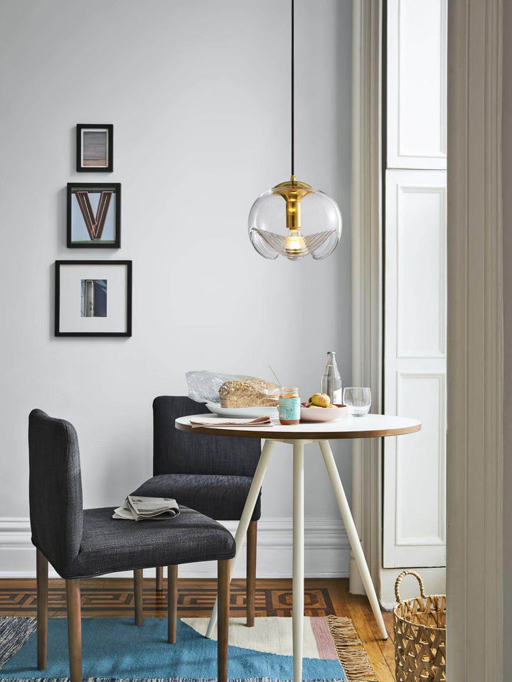 Moderne bølget pendellampe i glas