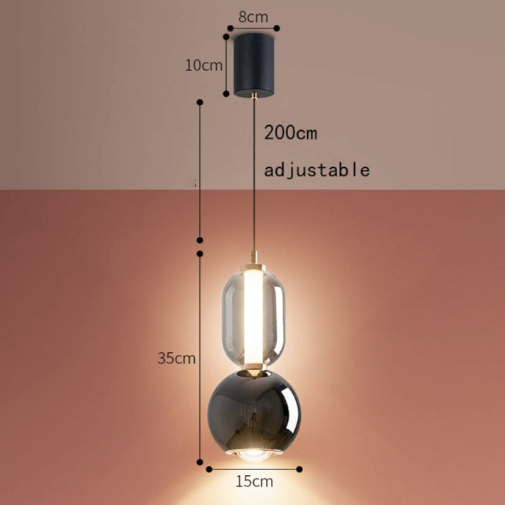 Minimalistisk skandinavisk pendellampe i glas og jern