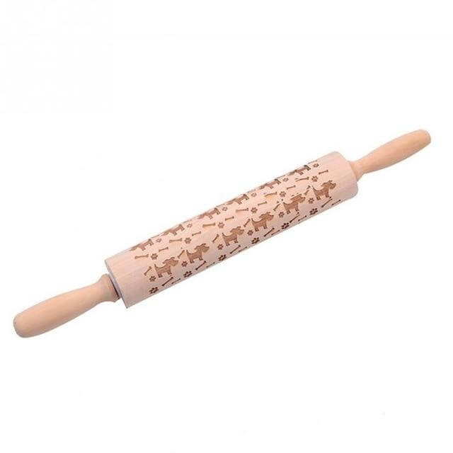 Præget Kagerulle af Træ - 43 cm