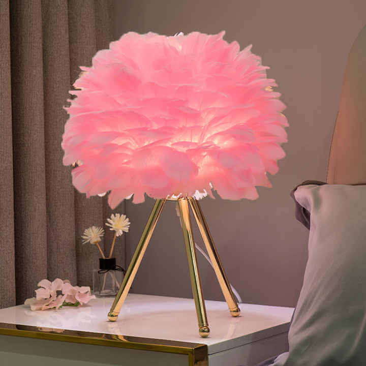 Dimmbar bordlampe med fjerdesign