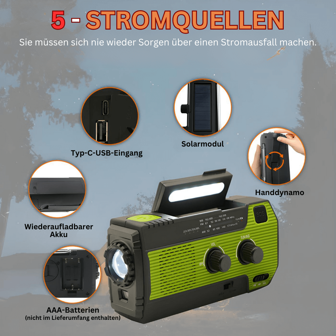 Bærbart Nødradio Solar Håndsvingradio Powerbank