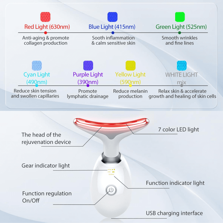7 Farver LED Ansigtsmassager