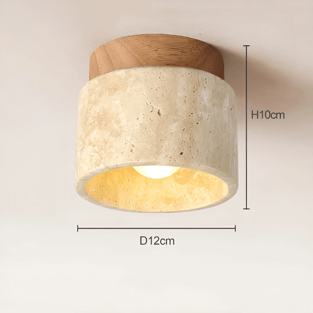 Rustik loftlampe i travertin og marmor design