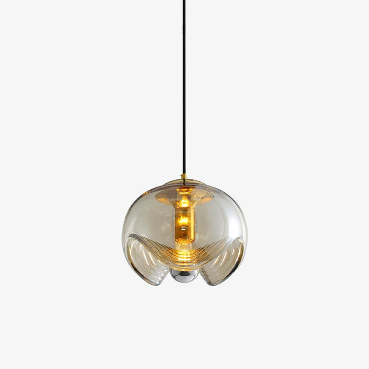 Moderne bølget pendellampe i glas
