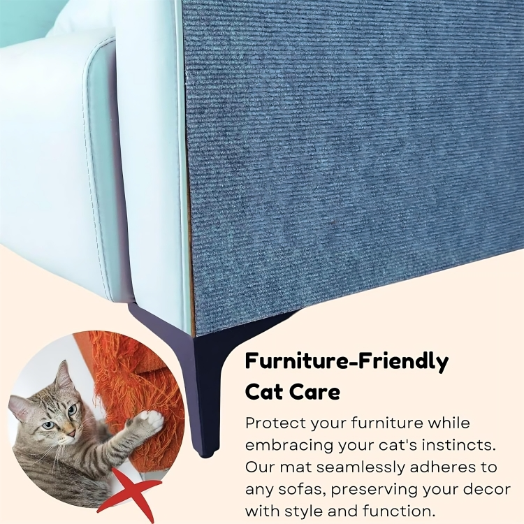 Selvklæbende kradsemåtte til katte på sofa eller stol. Beskytter effektivt mod kløer & kradseri. Transparent.