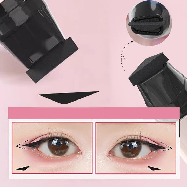 Kvinde påfører brun vinge eyeliner, nem at bruge for et fejlfrit og holdbart resultat.