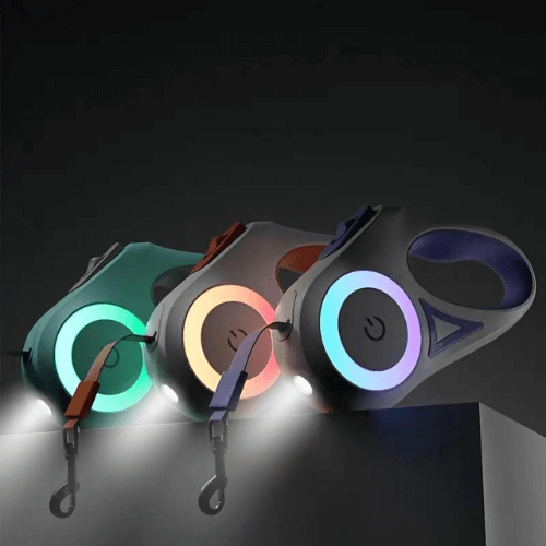Hundesnor med LED og indbygget lommelygte, 5m