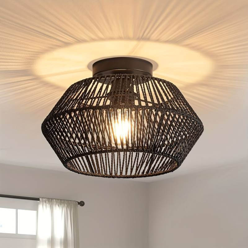 Boheme Loft Væglampe Håndlavet Rattan Designerlampe