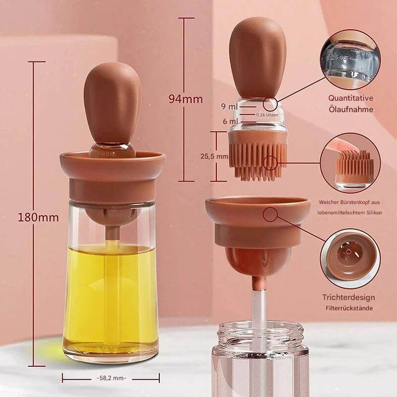 Silikone Olieflaske med Børste, 180 ml - Oliedispenser