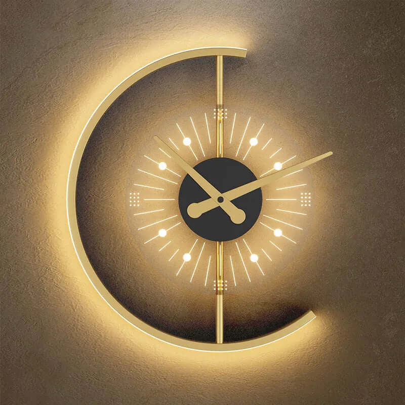 Minimalistisk LED Vægur i Guld til Hjemmet