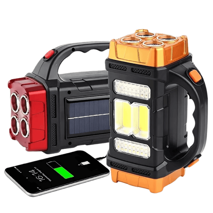 3-i-1 Solar-nødlommelygte med Powerbank