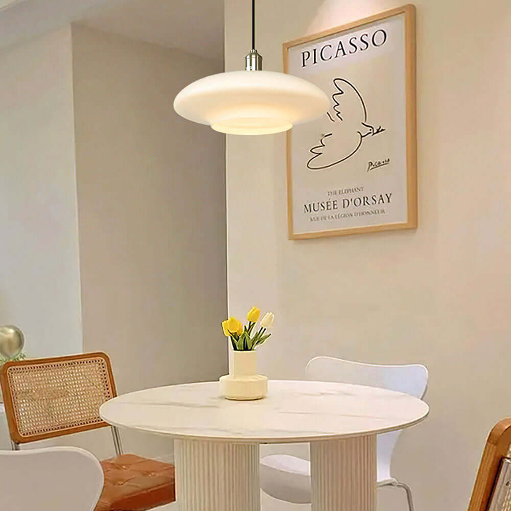 Moderne Hvid Glas Pendel Lampe