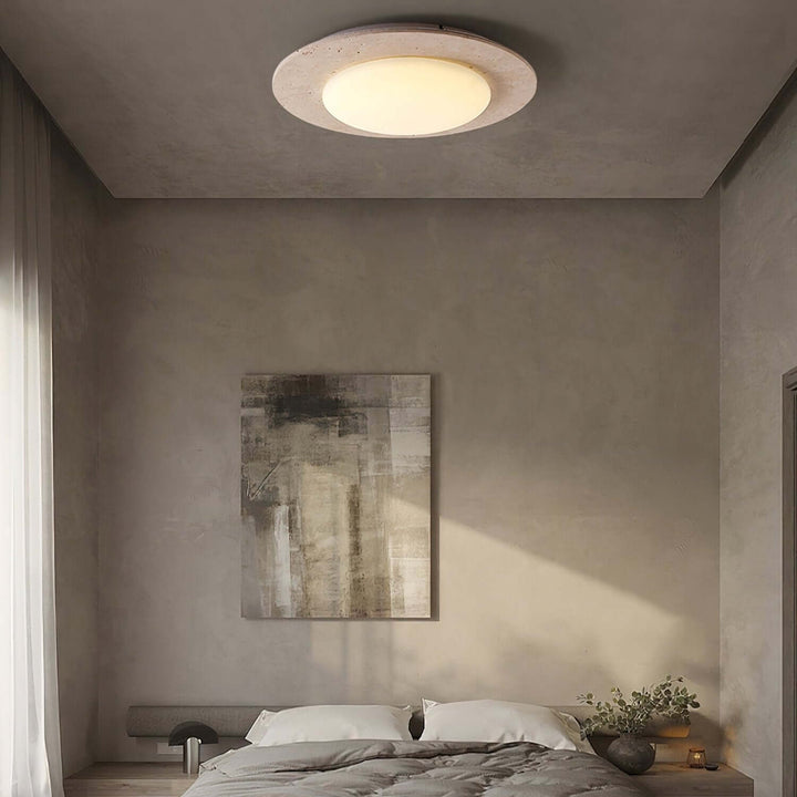 Kuppelformet Travertin Træ Loftslampe