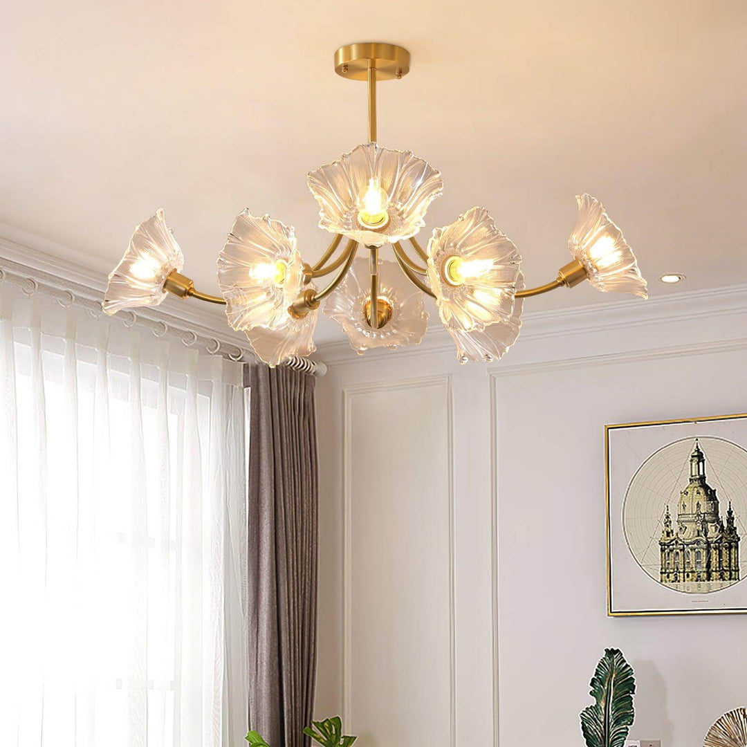 Elegant og Moderne Blomsterglas Lysekrone