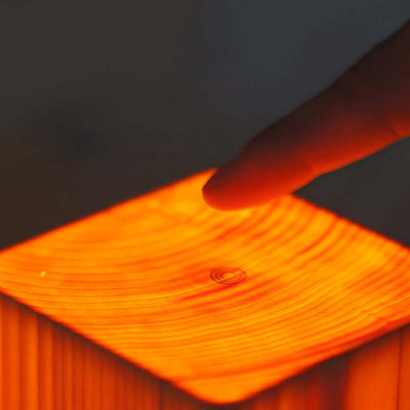 LED Bordlampe i Trælook med Batteri og Touch