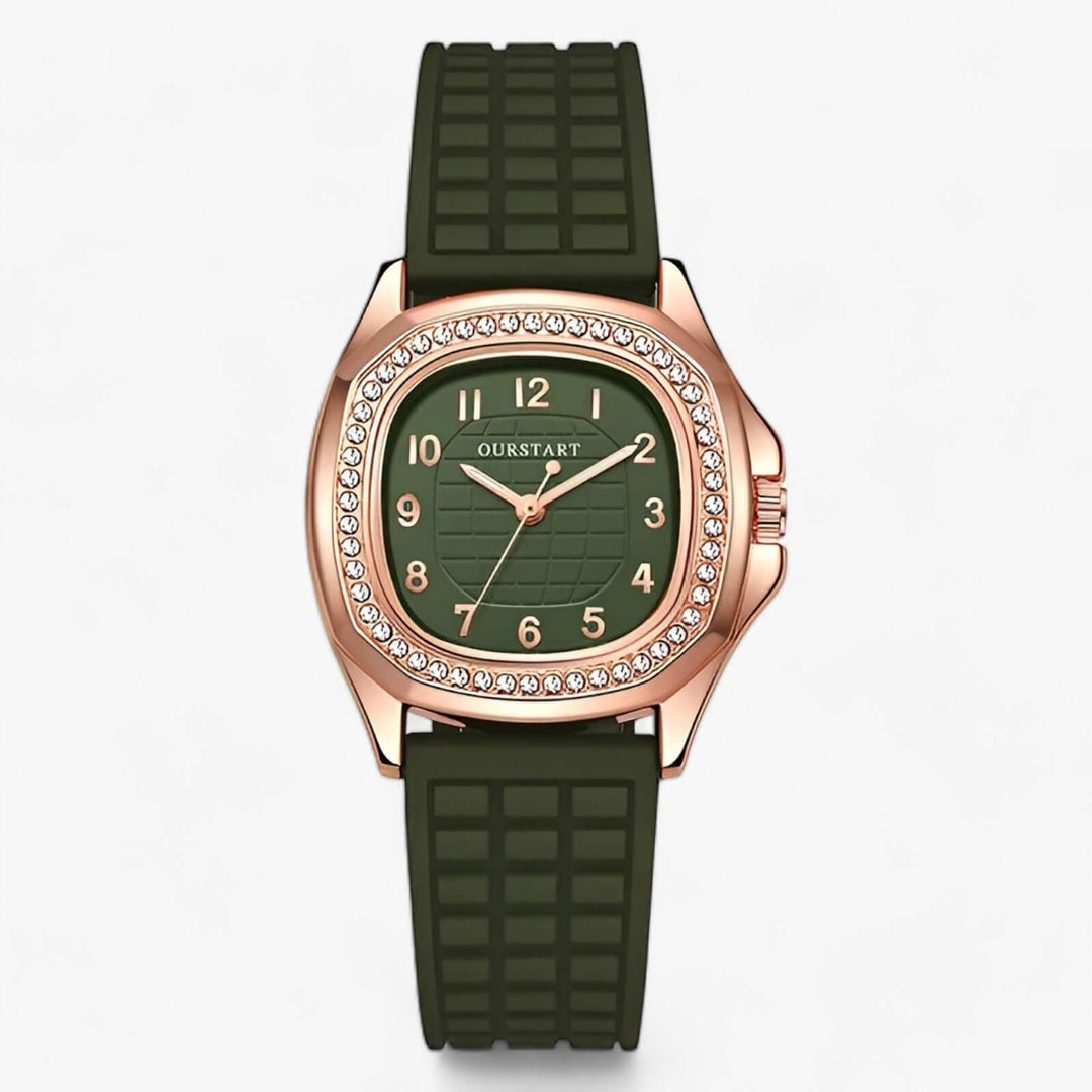 Elegant dameur med diamanter - Silikonerem