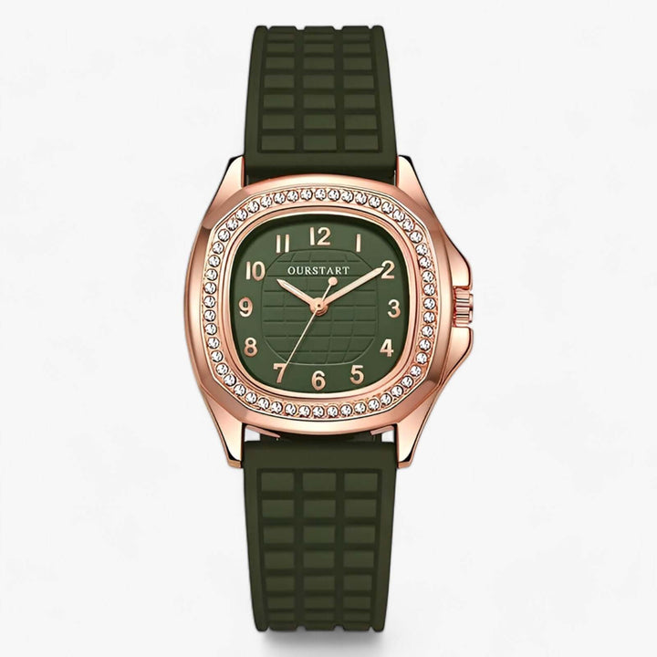 Elegant dameur med diamanter - Silikonerem