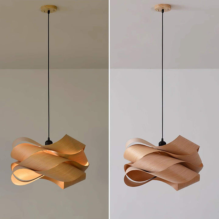 Moderne loft spisebordslampe i træ