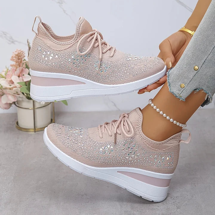 Dame Annika ortopædiske sneakers, perfekte til hverdag, med glitrende rhinsten og komfort.