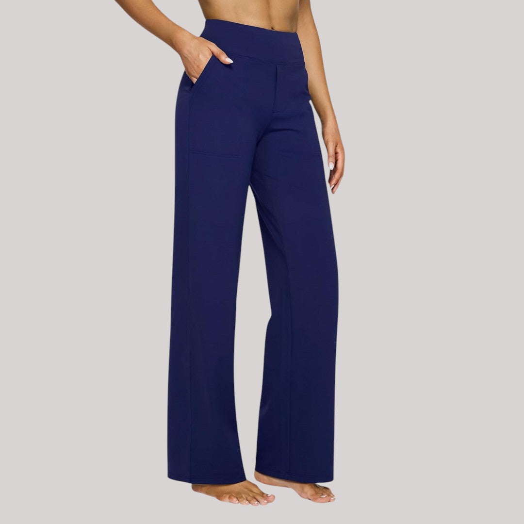 Ultimative sorte komfortbukser til damer. Højtaljede, med stretch og lavet af blødt polyester/elastan.