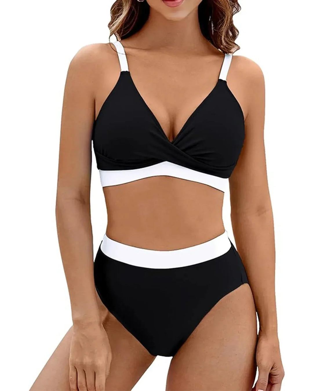 Ryggen af justerbar bikini sæt med høj talje, fremhæver pasform og shaping effekt. Strandmode.