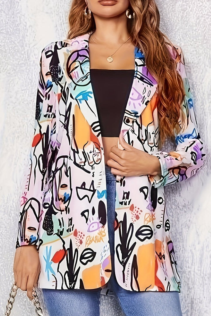 Elegant graffiti dame blazer. Et unikt design der kombinerer street stil og luksus kvindemode.