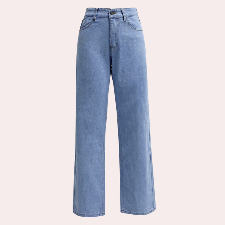 Tidløse dame straight-leg jeans i denim, designet med høj talje for optimal pasform.