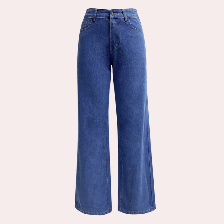 Moderne højtaljede straight-leg damejeans i slidstærkt denim, velegnet til alle anledninger.
