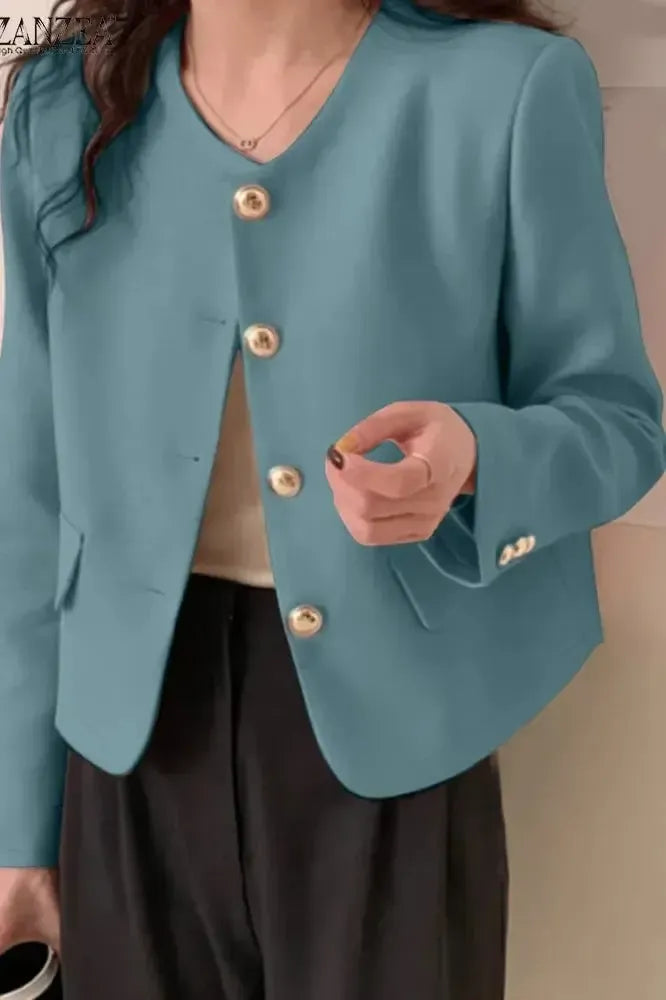 Blå Dame Isla blazer, en stilfuld og klassisk kvindeblazer der løfter ethvert business outfit.