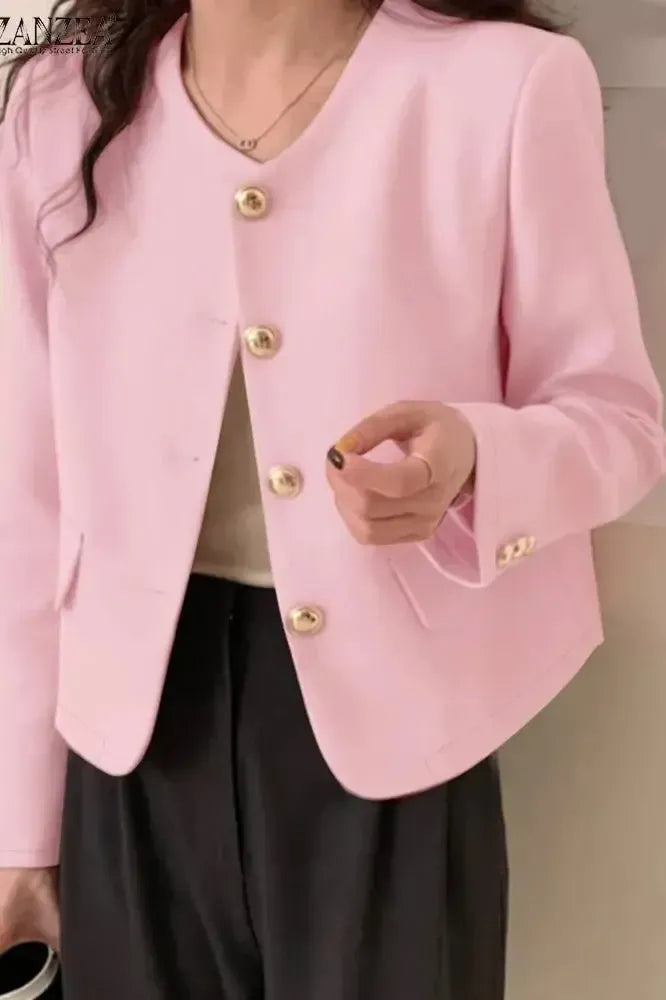 Elegant Dame Isla blazer i flere farver (beige, blå, sort, lyserød), ideel til den stilfulde kvinde.