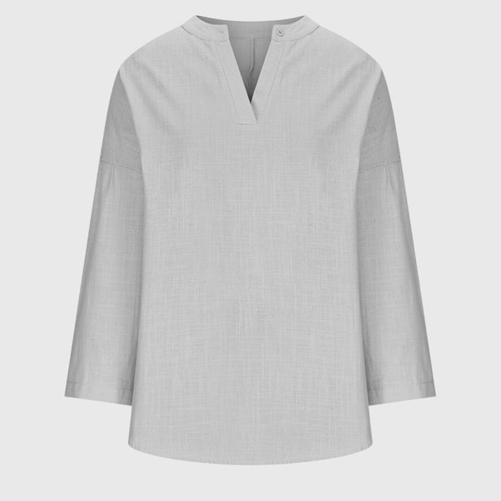 Moderne dame langærmet top med behagelig løs pasform; perfekt til casual stil.