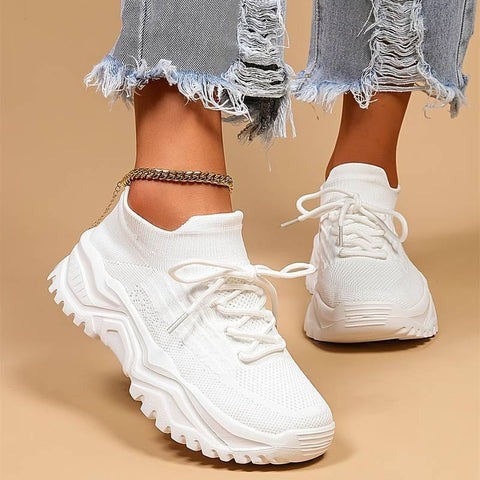 Dame åndbare sneakers med fodstøtte. Perfekte komfortsko til hverdag og lange gåture.